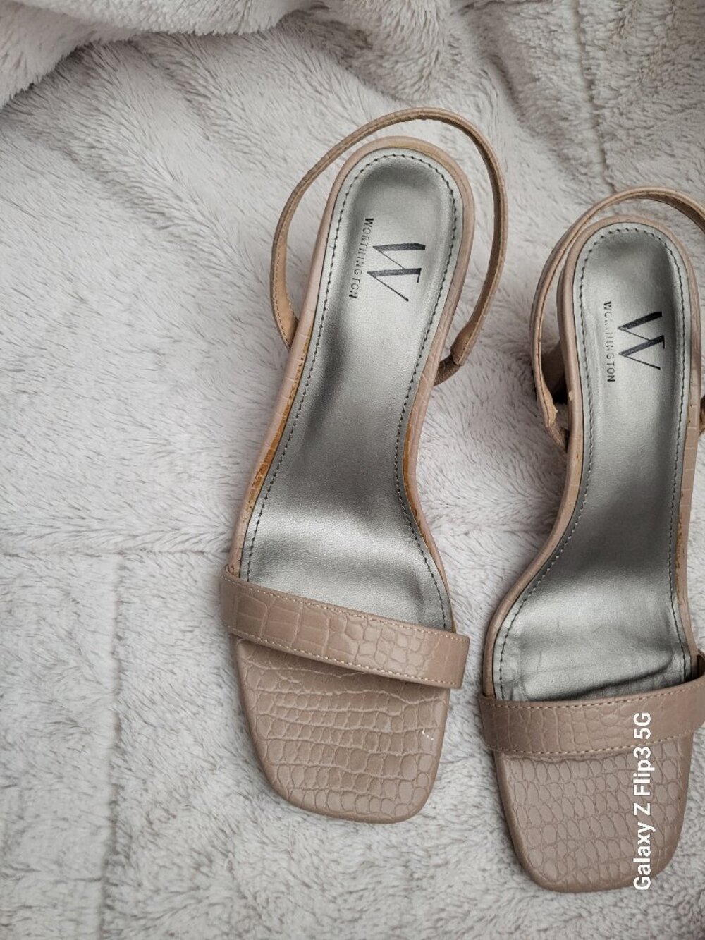 Worthington Women's Pence Sand Faux Croc Heeled Slingback Sandals Sz 6M